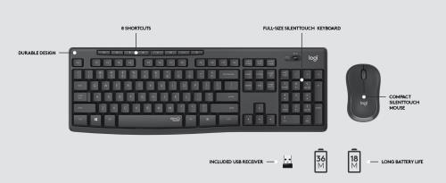 LOGITECH MK295 SİYAH Q KABLOSUZ 920-009804 KLAVYE MOUSE SET Sessiz 